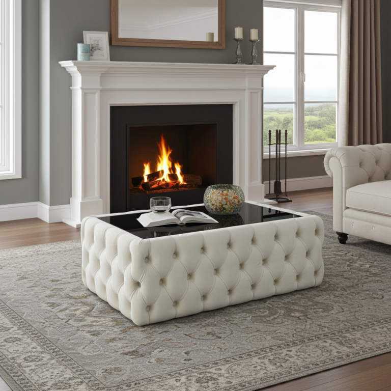 Chester Lux Coffee Table Velvet 63x63x45cm Square Grey with Glass edited 3 3 768x768