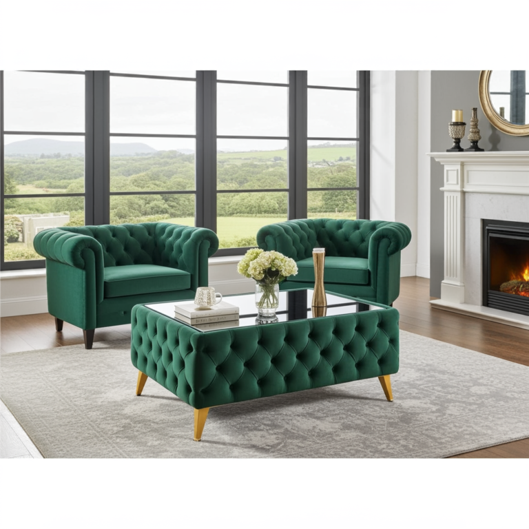 Chesterfield Coffee Table Velvet Rectangle 83x63x45cm with Glass edited 4 1 768x768